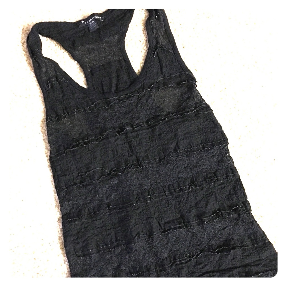 Black tank with small ruffle design